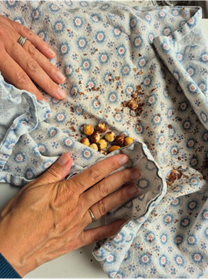 schil van hazelnoten halen voor choco